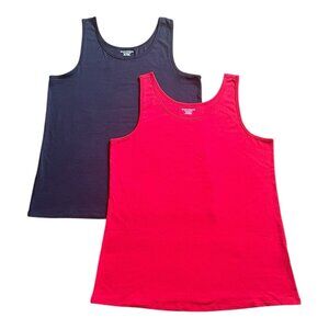 Essentials Women's 2 Pack Red & Blue Slim-Fit Tank Tops Size XXL
